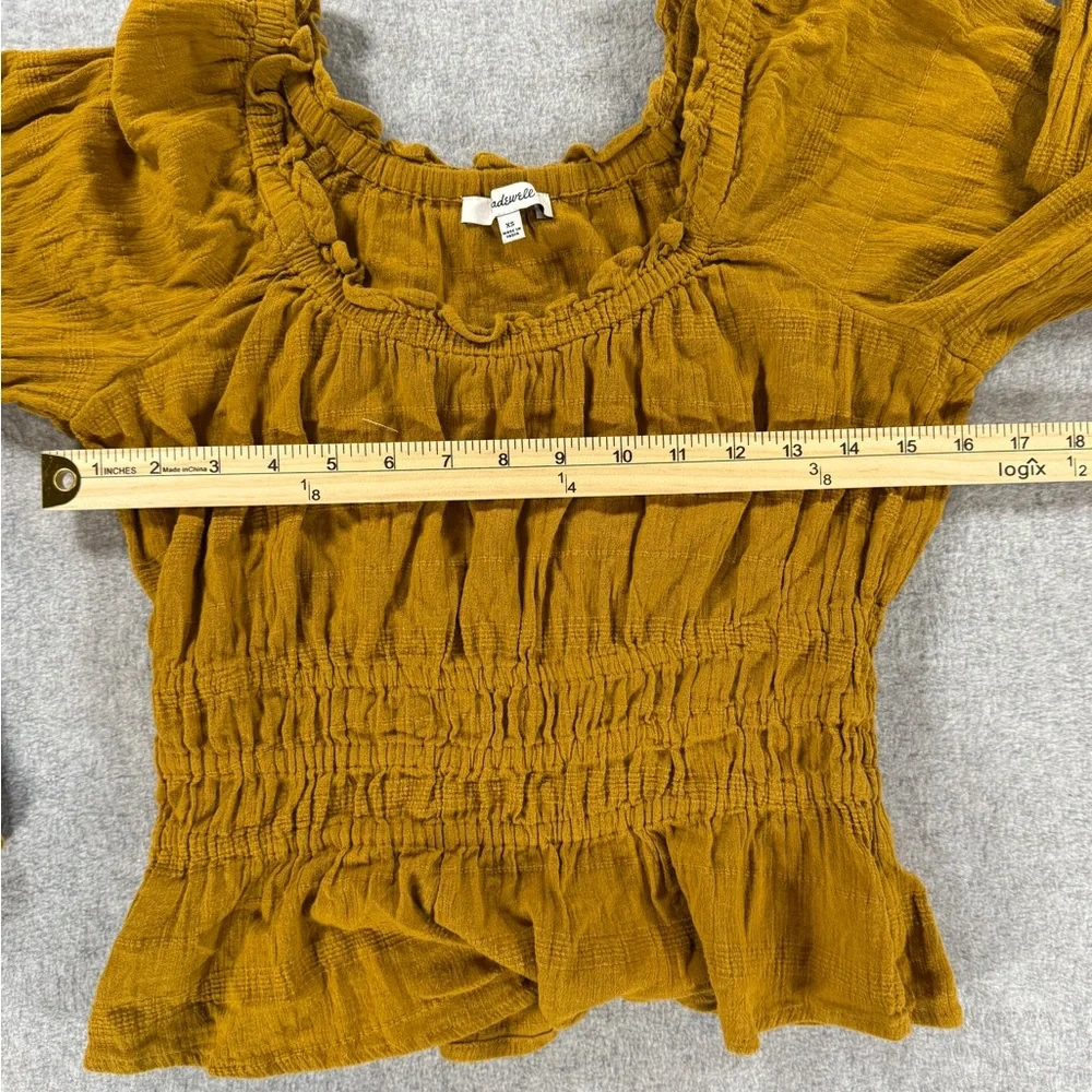 Madewell Yellow Puff Sleeve Smocked Blouse‎